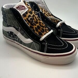 Vans SK8-Hi "quilted" leopard patchwork 38‎ DX high top sneakers NEW women 6.5